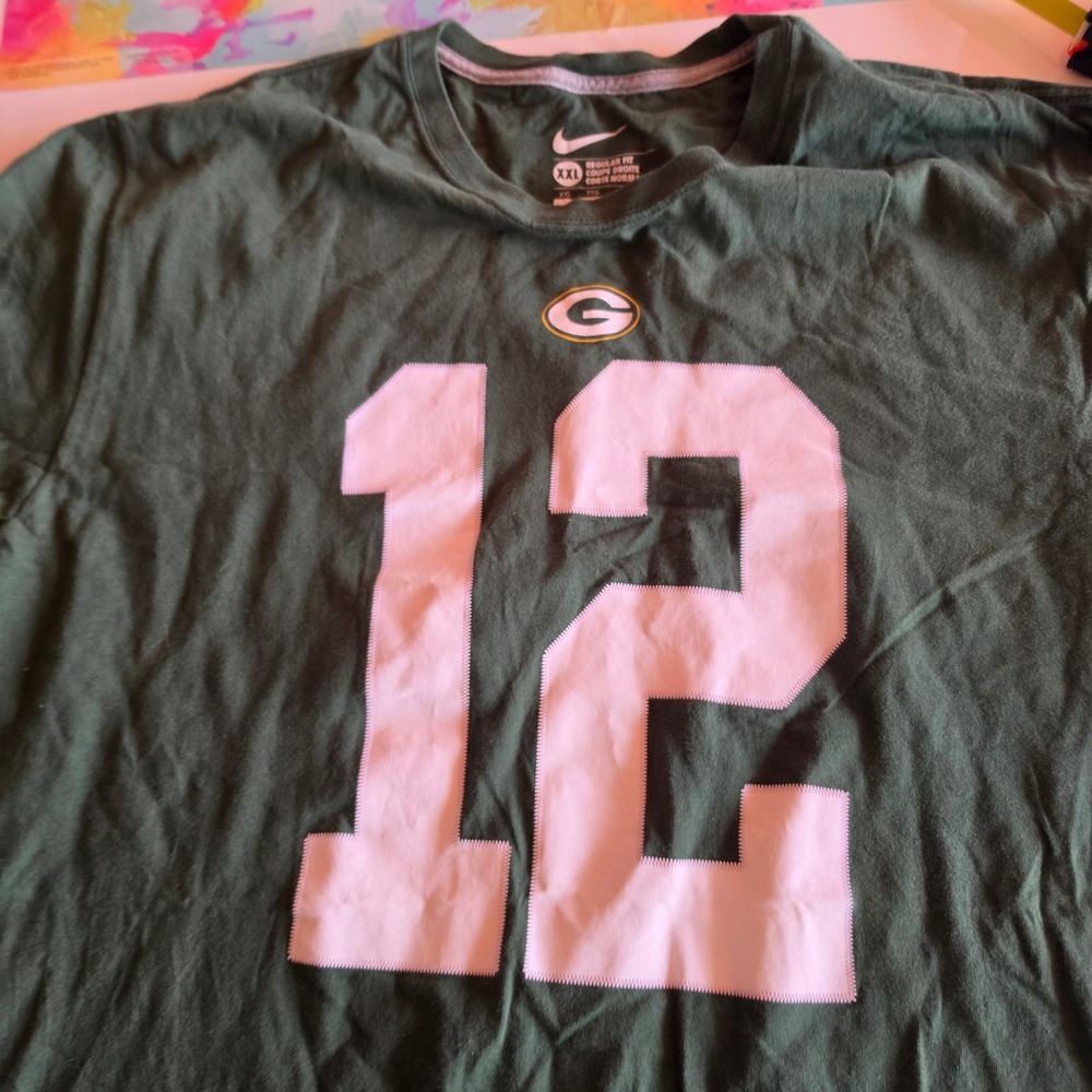 Nike Green Bay Packers Aaron Rodgers 12 Mens XXL Green Short Sleeve T-Shirt NFL - Picture 2 of 6